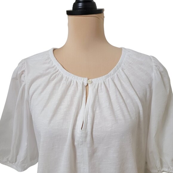 Old Navy Size M White Puff-Sleeve Slub-Knit Top.Excellent, Like New Condition - Picture 2 of 11